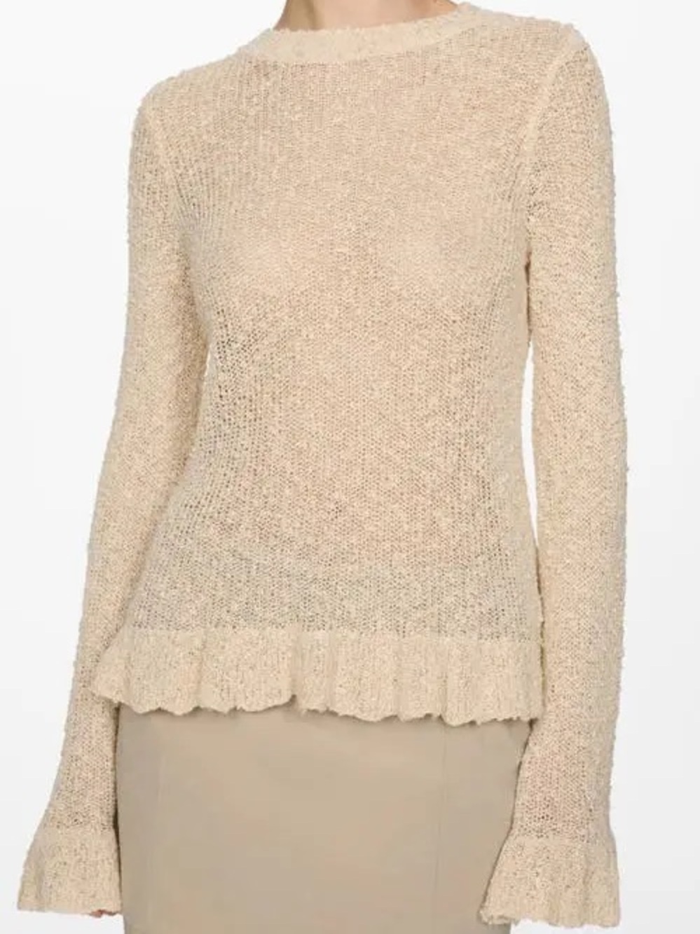 Mango Textured Knit Sweater Ivory Size XL